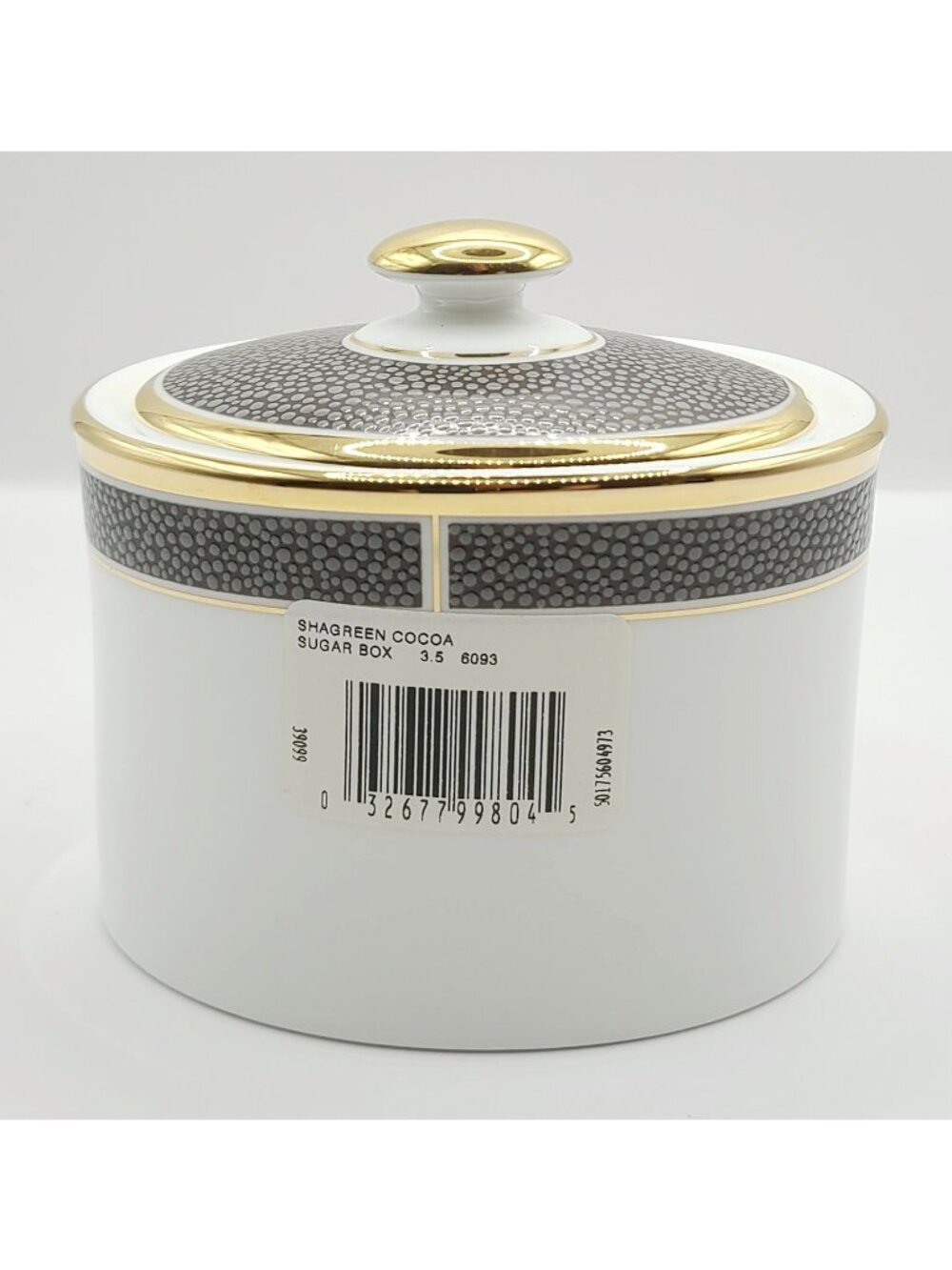Wedgwood Shagreen Cocoa Sugar Bowl With Lid Chocolate Gold Porcelain New W/ Tags - Picture 3 of 9